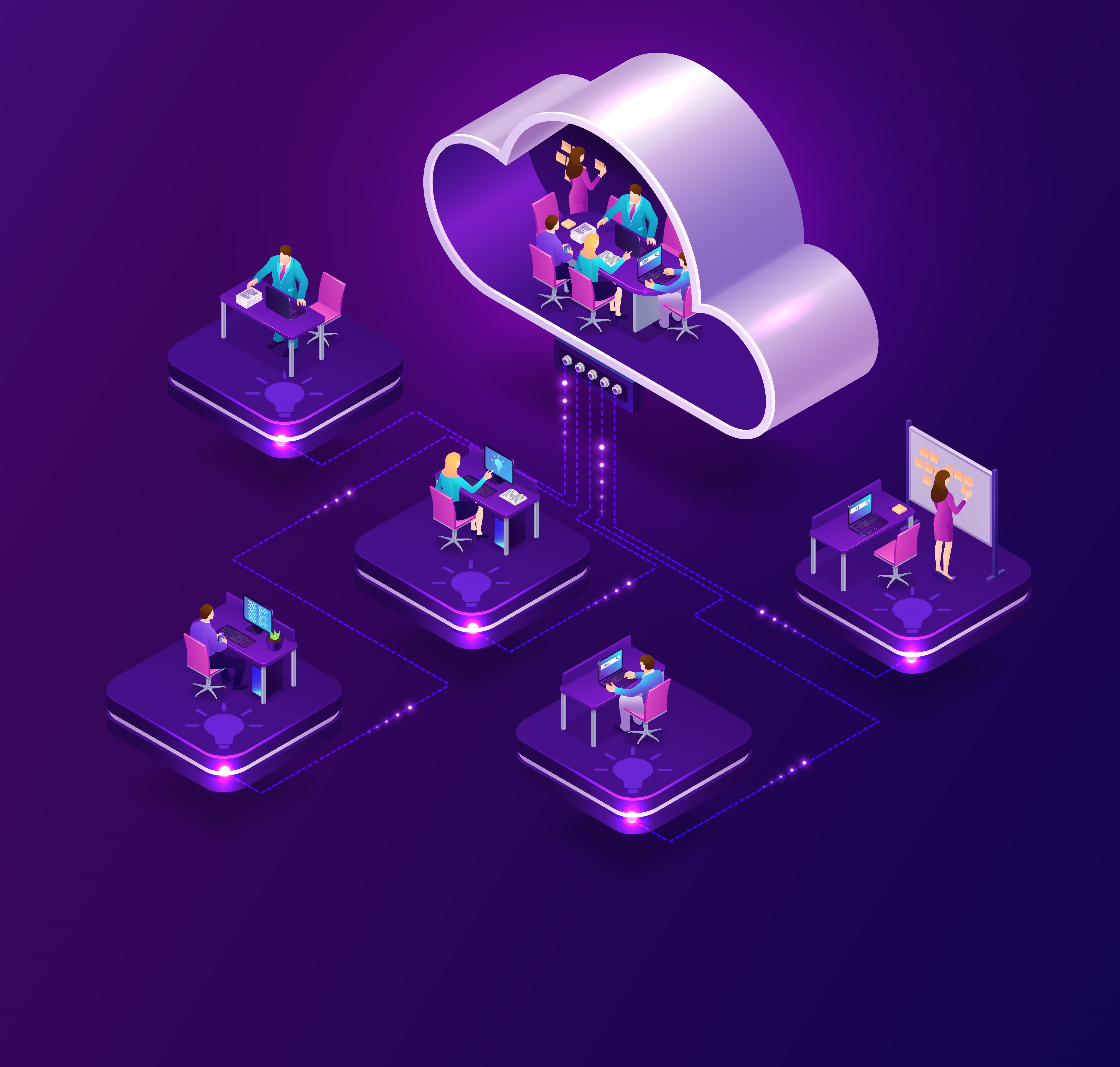 Cloud, DevOps and support abstract system visual