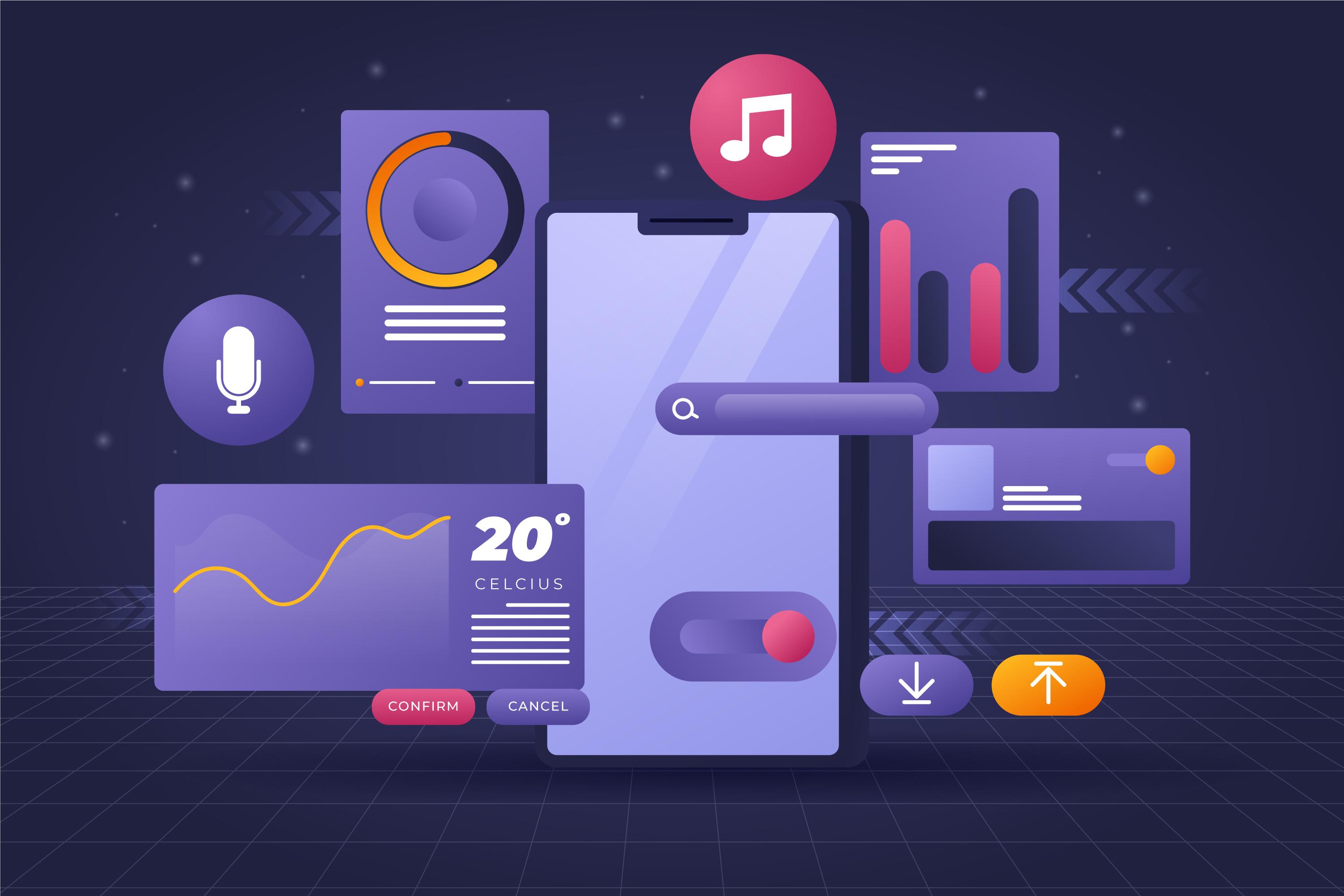 Mobile app development abstract system visual