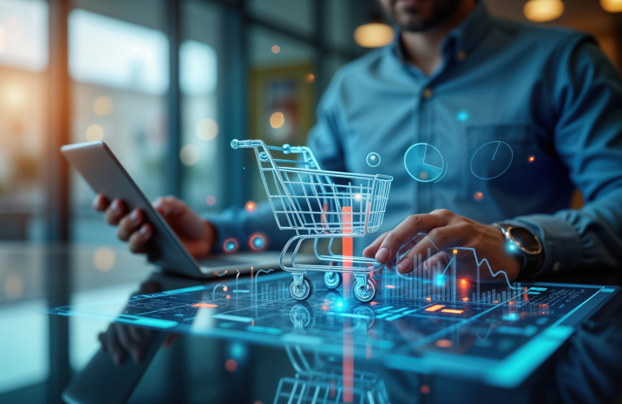 A connected commerce foundation abstract editorial visual