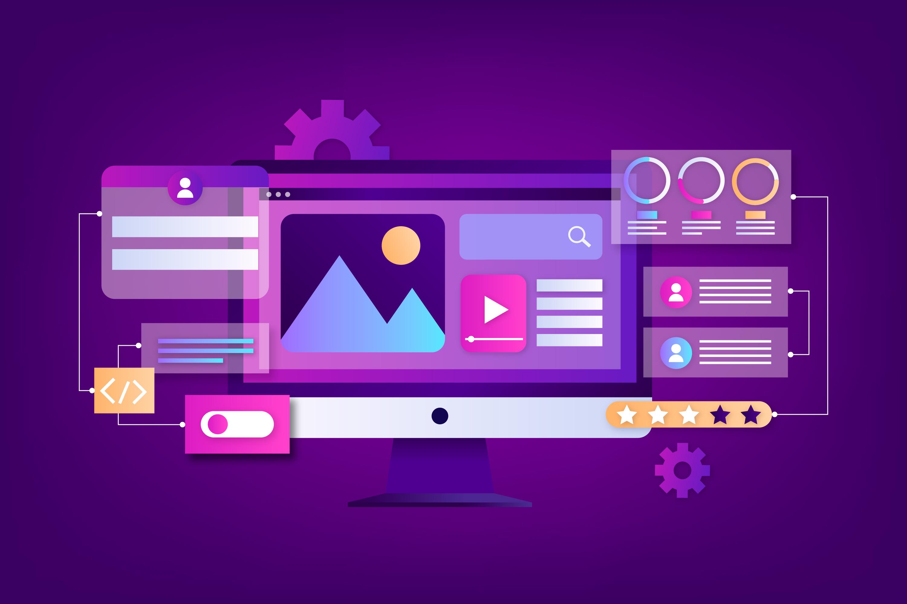 Website development planning and interface design visual